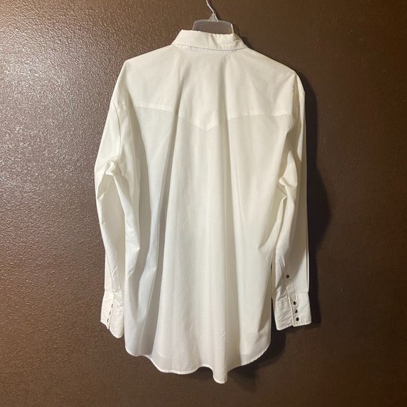 Ely Diamond - White Long-Sleeve Black Snap Shirt with Eagle Sz XL - Picture 3 of 14